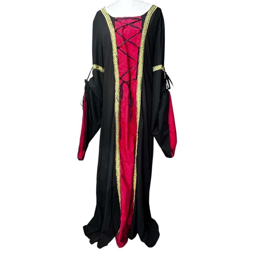 Renaissance Lace Up Dress 2XLBodice Trumpet Sleeve Goth Medieval Wench